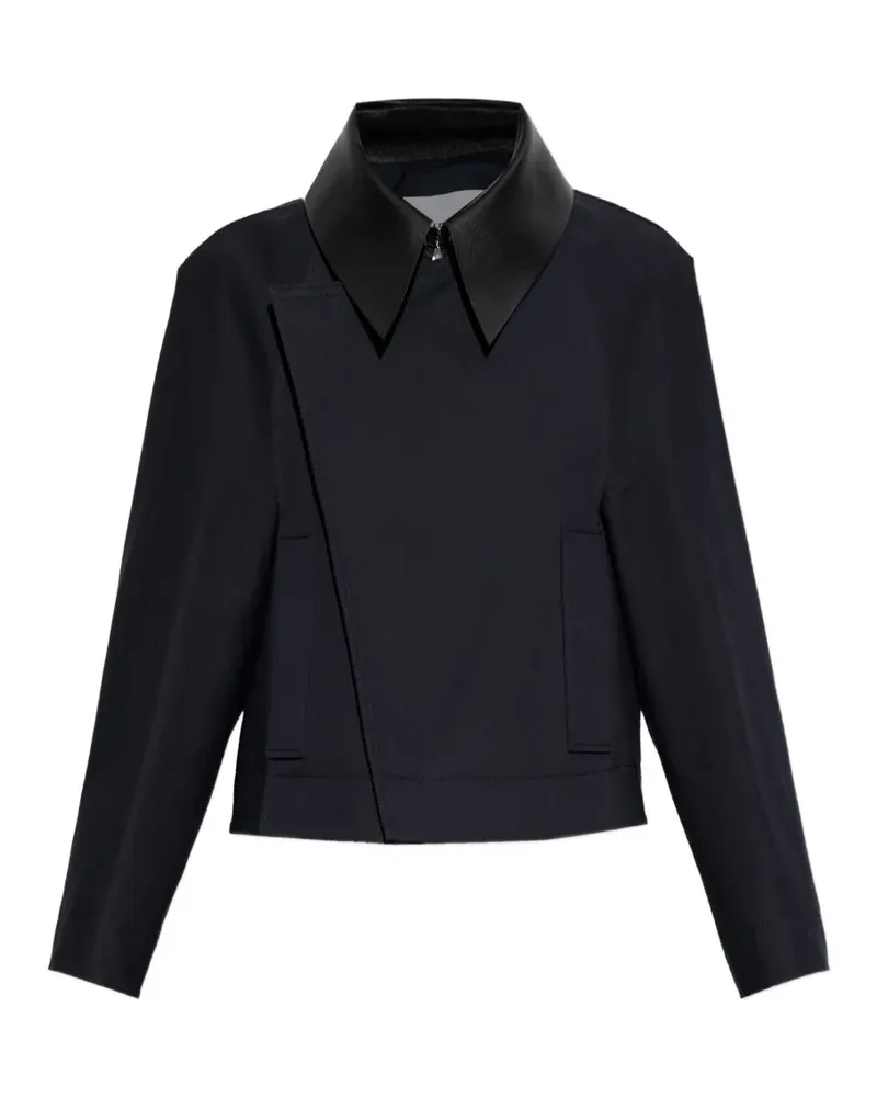 Givenchy leather-collar asymmetric jacket - Blau Blau
