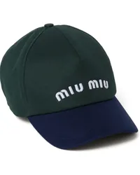 Miu Miu Baseballkappe mit Logo-Stickerei Grün