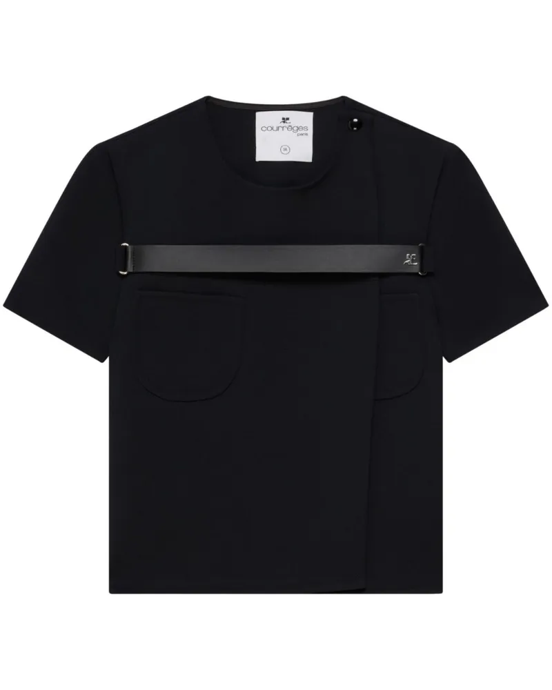 Courrèges Strap Racer T-Shirt Schwarz