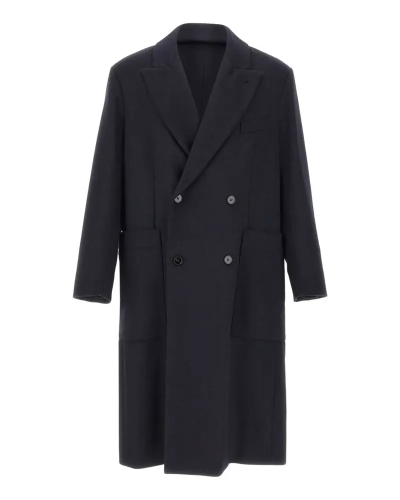 Paltò double-breasted peak-lapel coat - Blau Blau