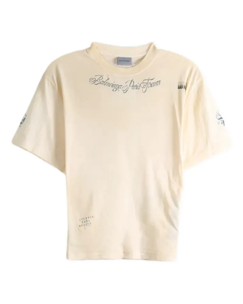Balenciaga graphic-print T-shirt - Nude Nude