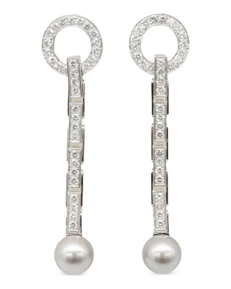 Cartier 2010s Himaria Ohrringe mit Perlen und Diamanten - Silber Silber