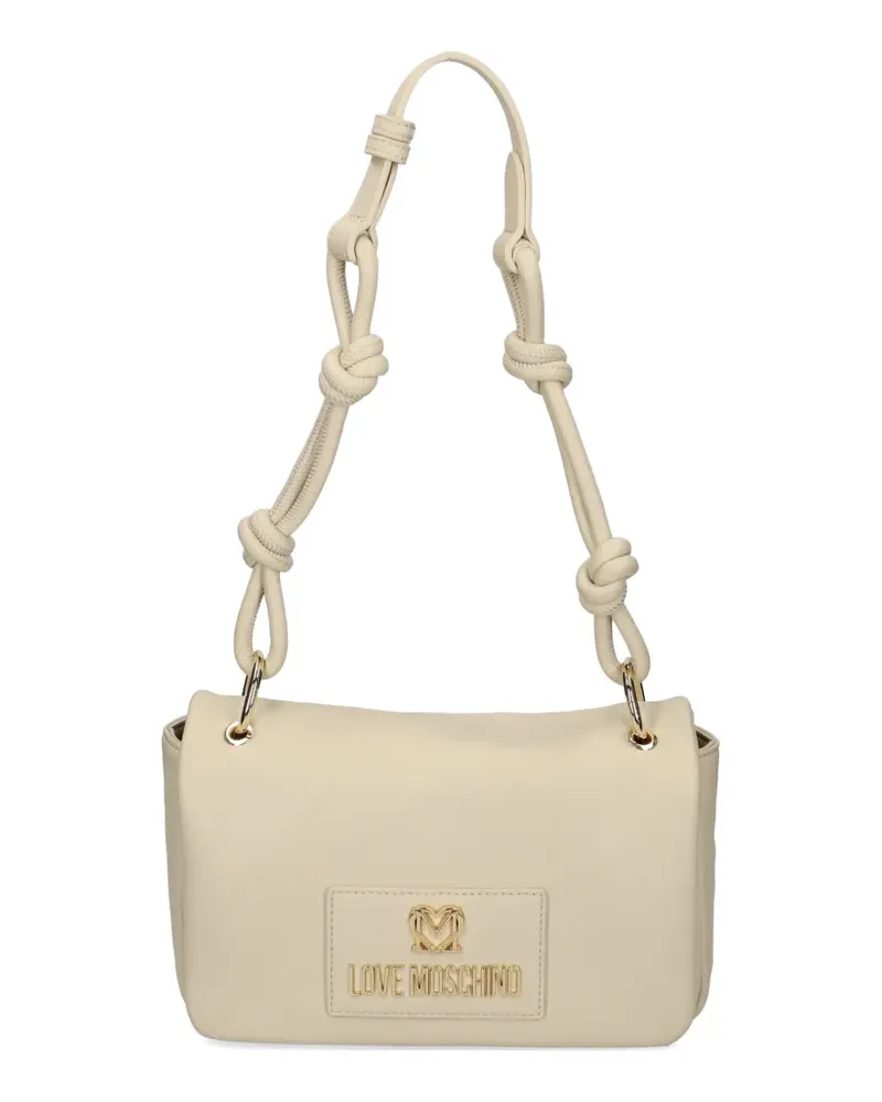 Moschino logo-plaque knotted shoulder bag - Nude Nude