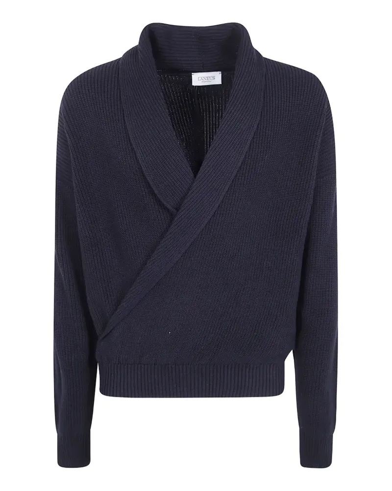 Laneus shawl-collar wrap sweater - Blau Blau
