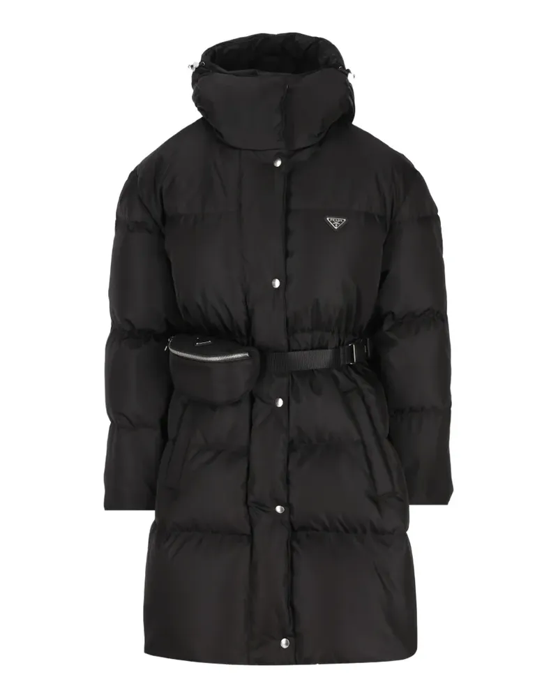 Prada Re-Nylon belted padded coat - Schwarz Schwarz