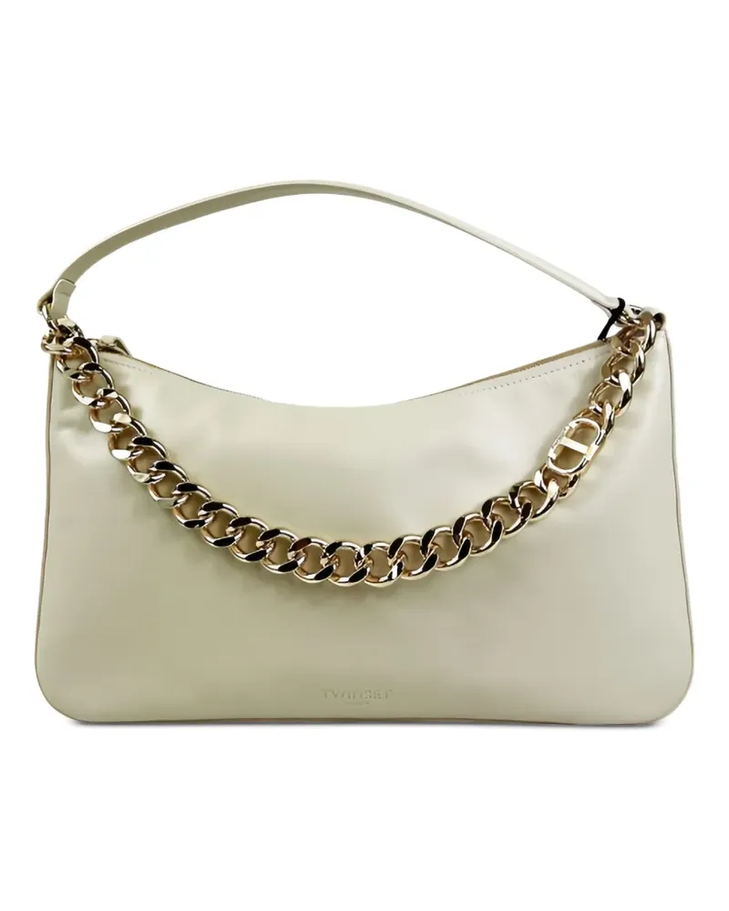 Twin-Set Schultertasche mit Kettenverzierung - Nude Nude