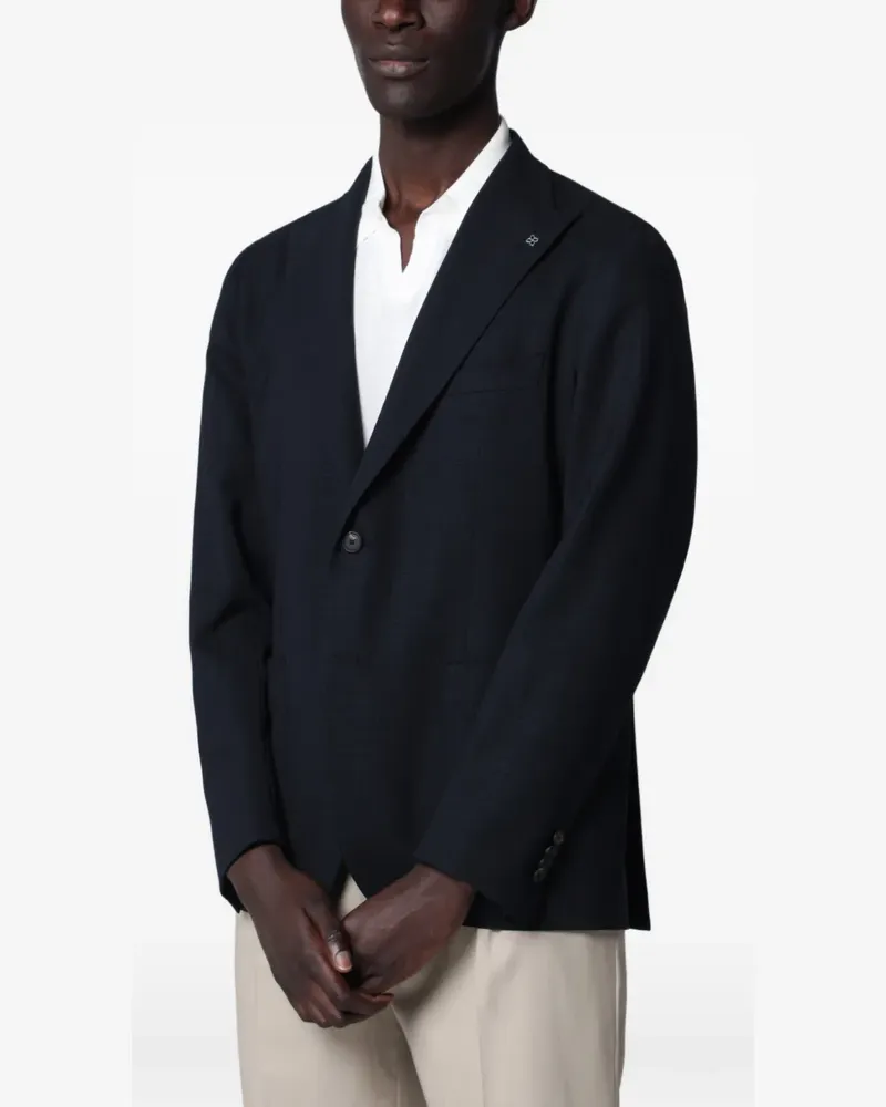 Tagliatore logo-plaque single-breasted jacket - Blau Blau
