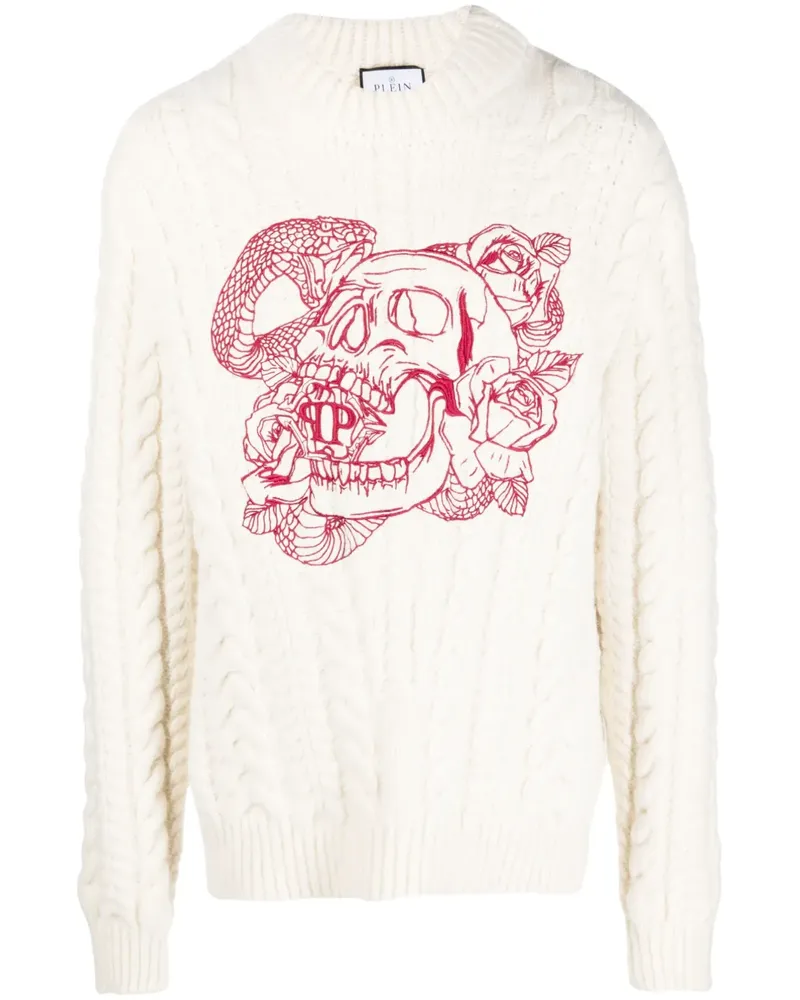 Philipp Plein Sweatshirt mit Zopfmuster - Weiß Weiß