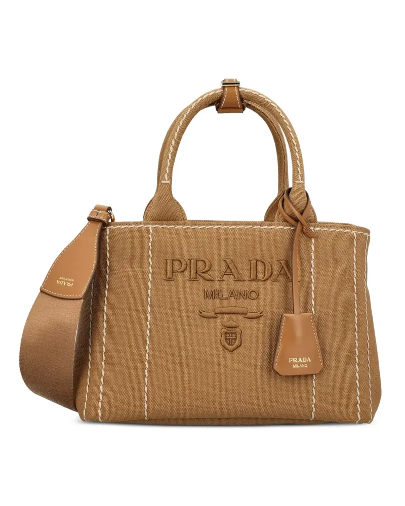 Prada Kleiner Jardinière Tote Bag mit Logo-Prägung - Braun Braun