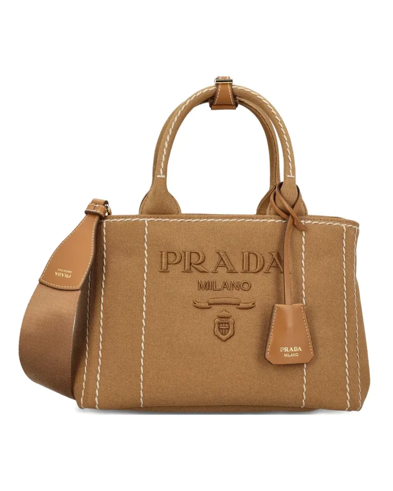 Prada small Jardinière logo-embossed cotton tote bag - Braun Braun