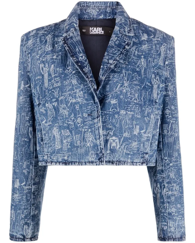 Karl Lagerfeld Cropped-Jacke mit Print Blau