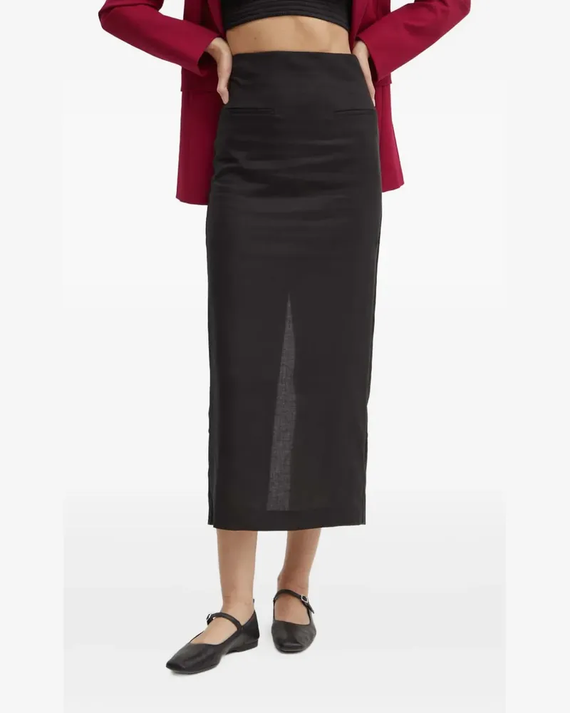 Bardot high-waisted midi skirt - Schwarz Schwarz