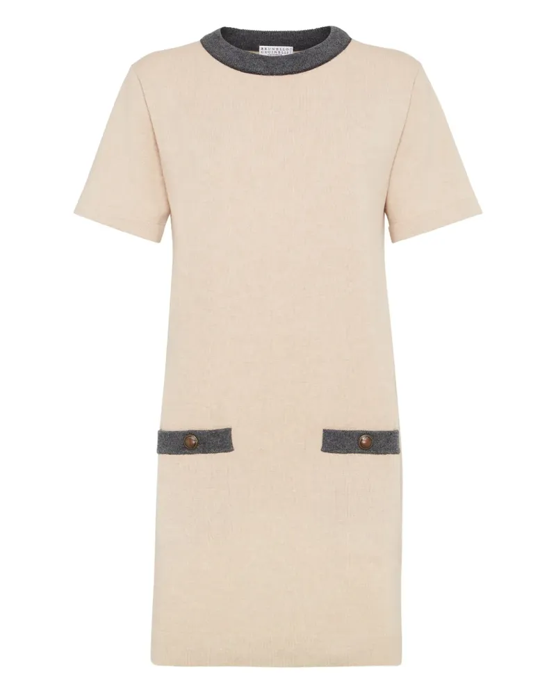 Brunello Cucinelli Minikleid mit Taschenbesatz - Nude Nude