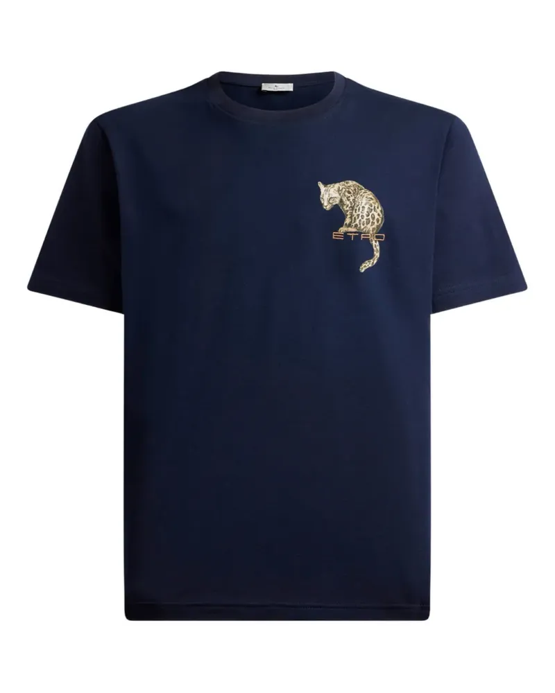 Etro T-Shirt mit Leoparden-Print - Blau Blau