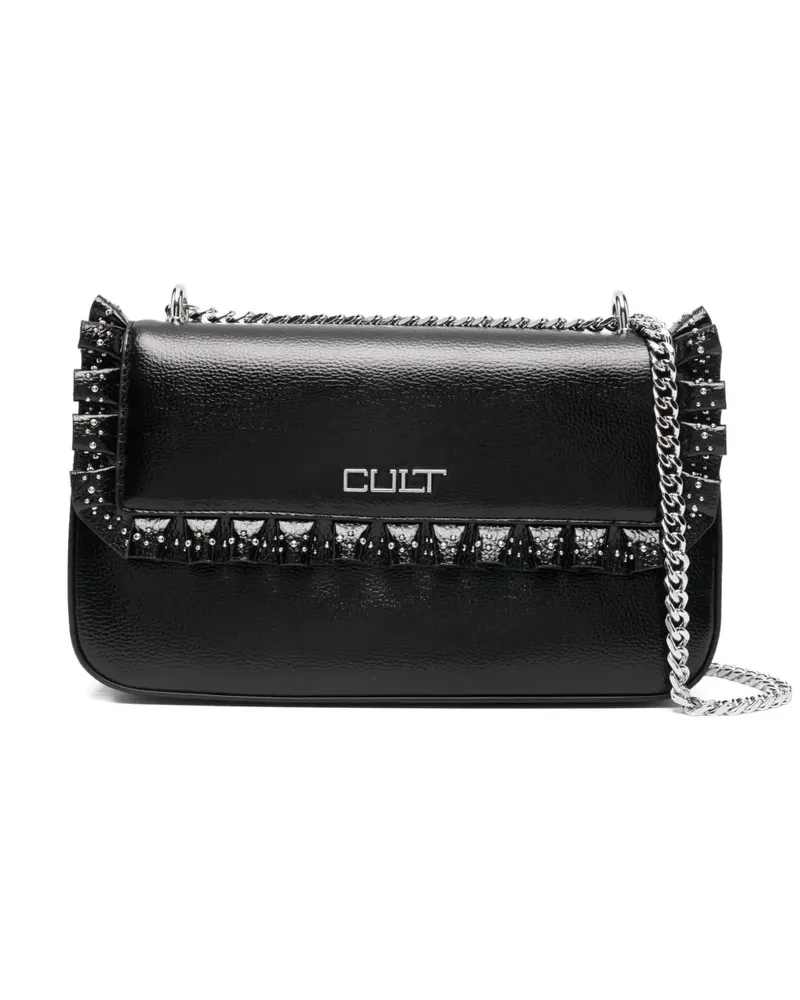 Cult ruffled-trim studded satchel bag - Schwarz Schwarz