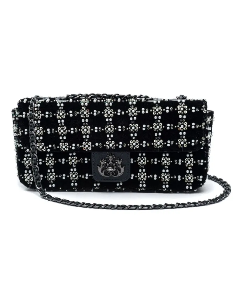 ISLA Anne Schultertasche aus Samt - Schwarz Schwarz
