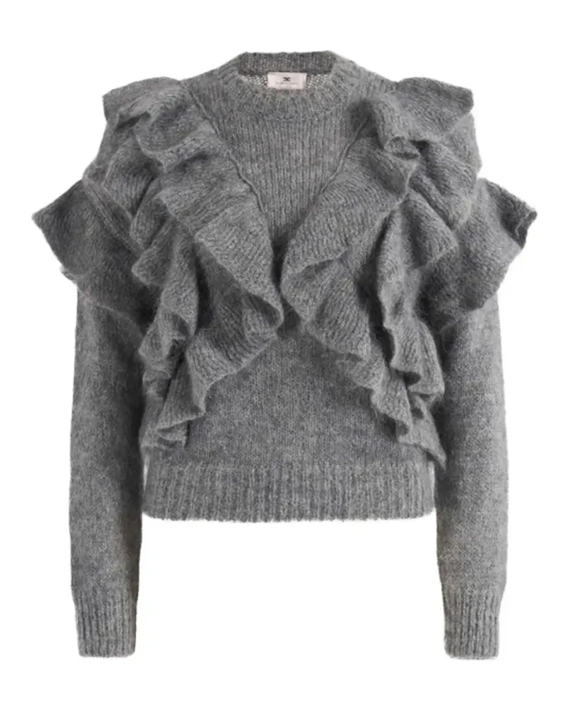 Elisabetta Franchi Gestrickter Pullover mit Rüschen - Grau Grau