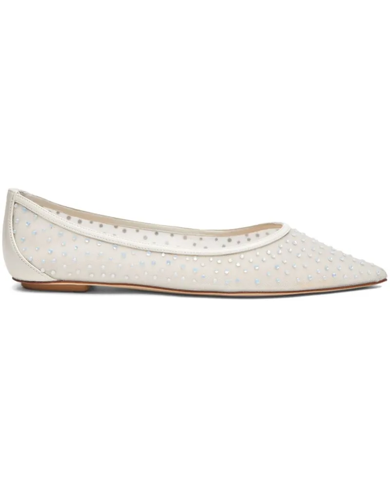 Stuart Weitzman Emilia Ballerinas mit Mesh-Kristallen - Weiß Weiß