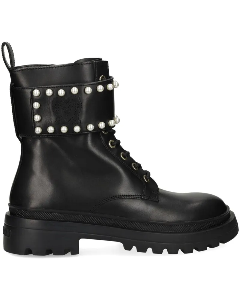 Moschino Stiefeletten mit Kunstperlen - Schwarz Schwarz