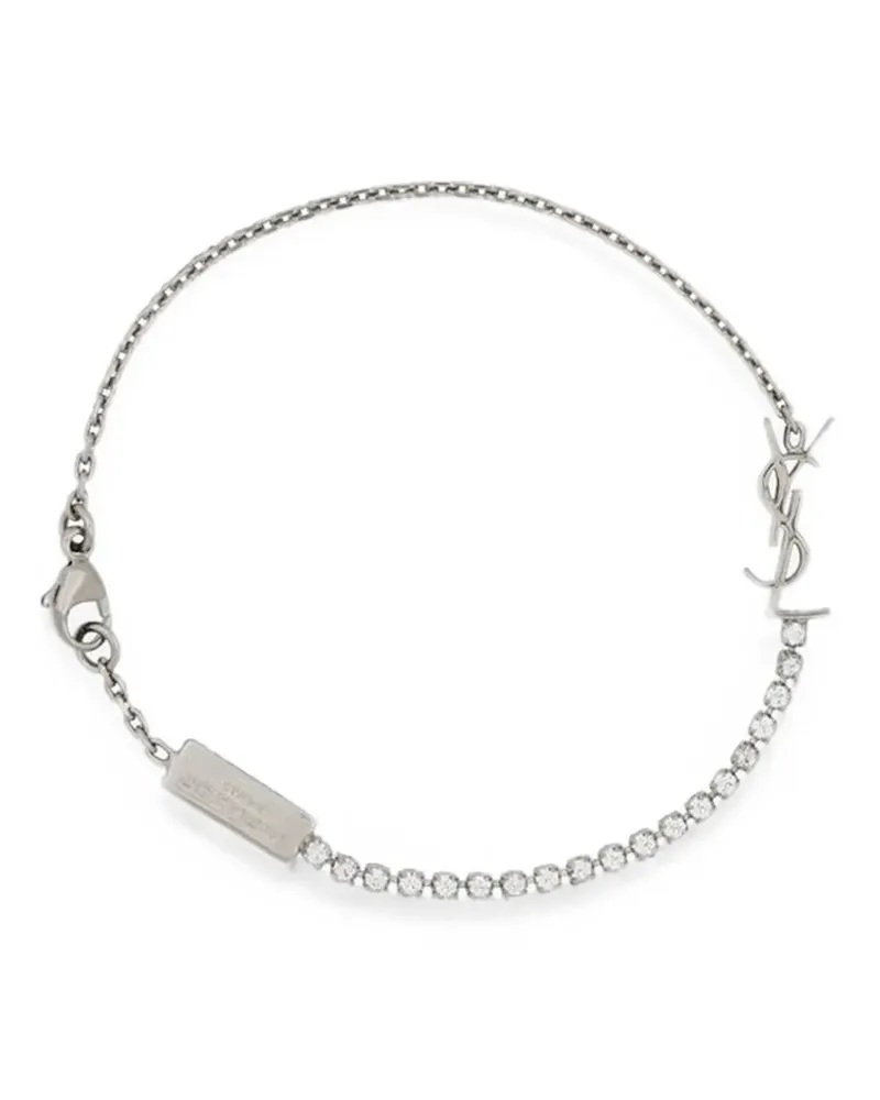 Saint Laurent Cassandre-charm bracelet in metal and rhinestone - Silber Silber