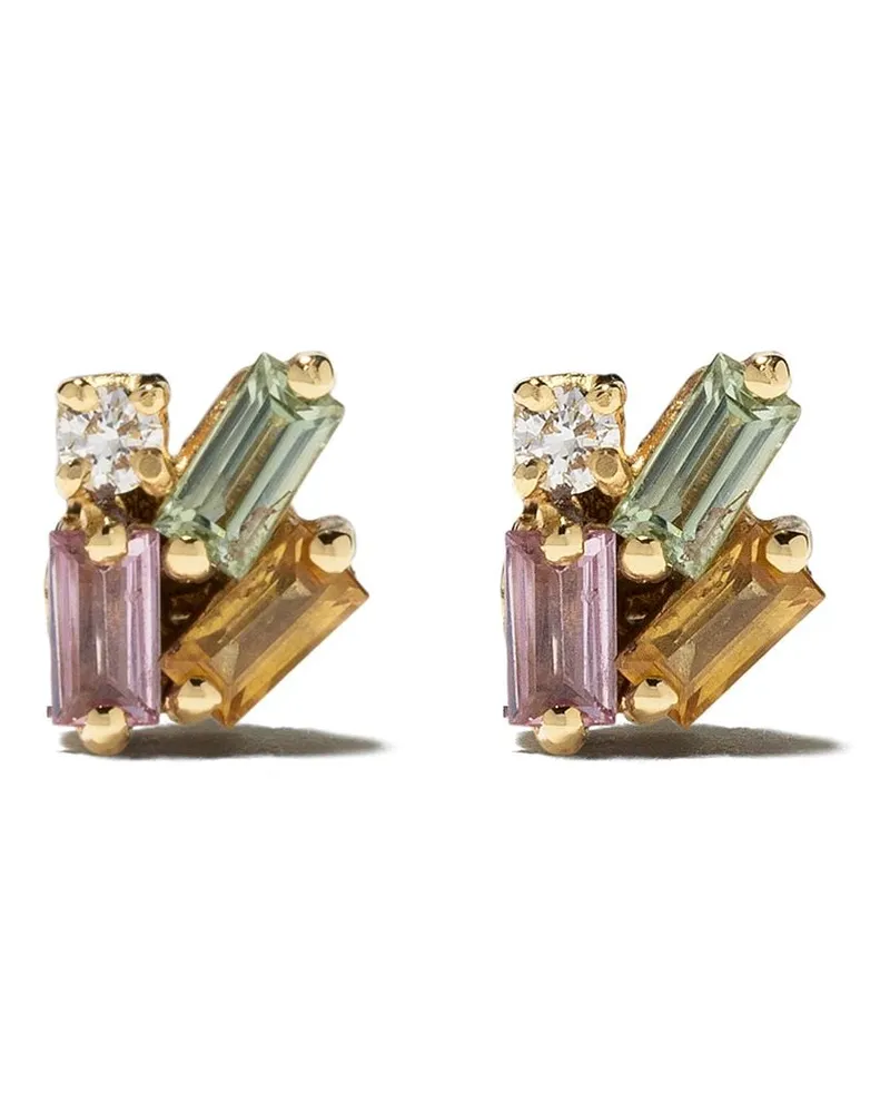 Suzanne Kalan 18kt Gelbgoldohrstecker mit Saphir und Diamant Gold