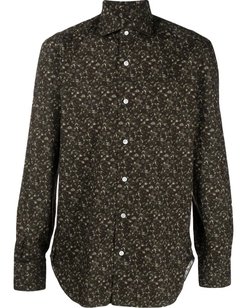 BARBA Hemd mit Camouflage-Print - Braun Braun