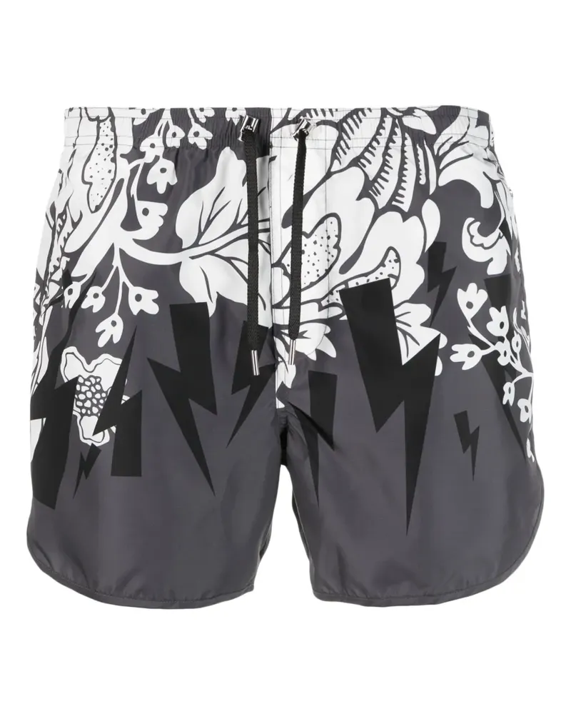 Neil Barrett Badeshorts mit grafischem Print - Grau Grau