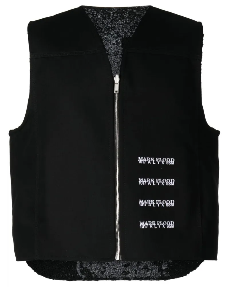 1017 ALYX 9SM Weste mit Slogan-Stickerei - Schwarz Schwarz