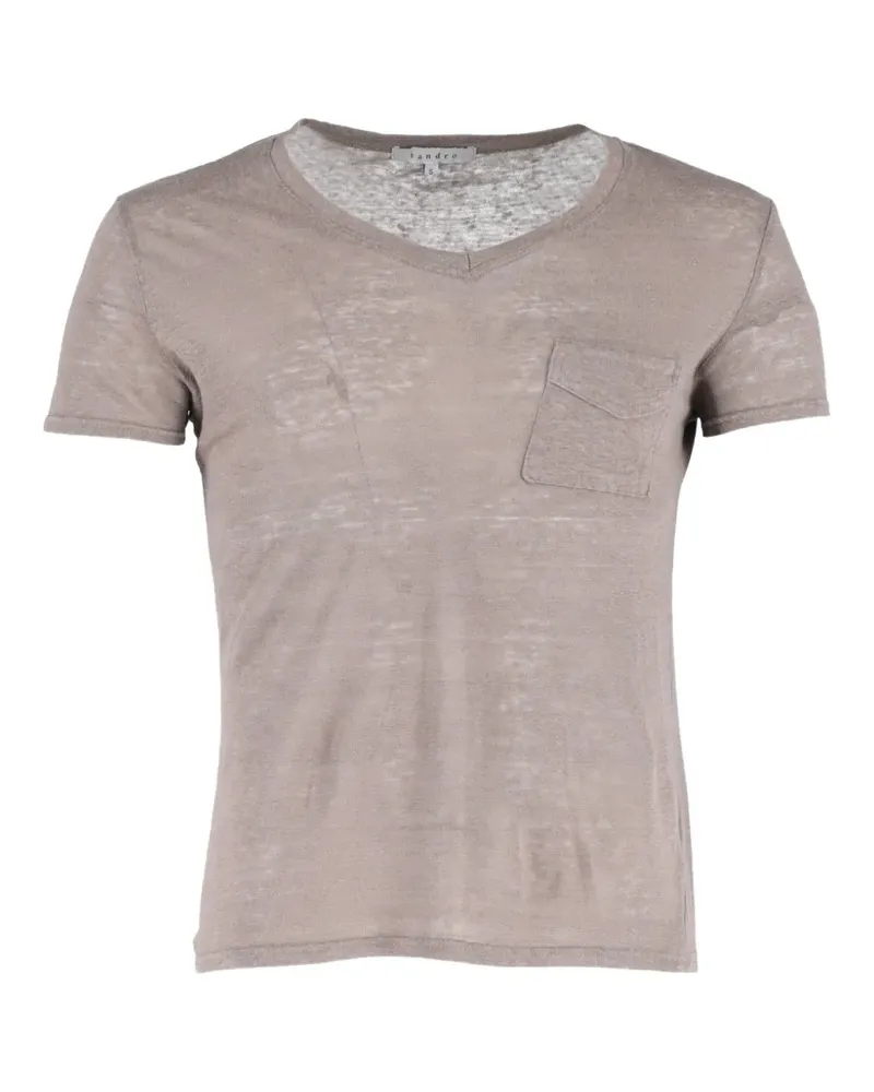 Sandro V-neck pocket t-shirt - Nude Nude