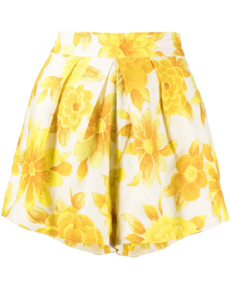ALEMAIS Leinenshorts mit Print - Gelb Gelb