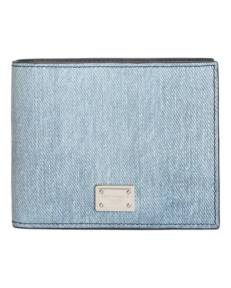 Dolce & Gabbana Portemonnaie aus Denim und Nubukleder - Blau Blau