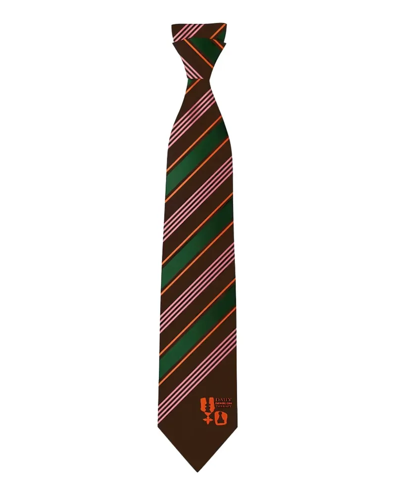 Henrik Vibskov Chewing stripe-pattern tie - Braun Braun