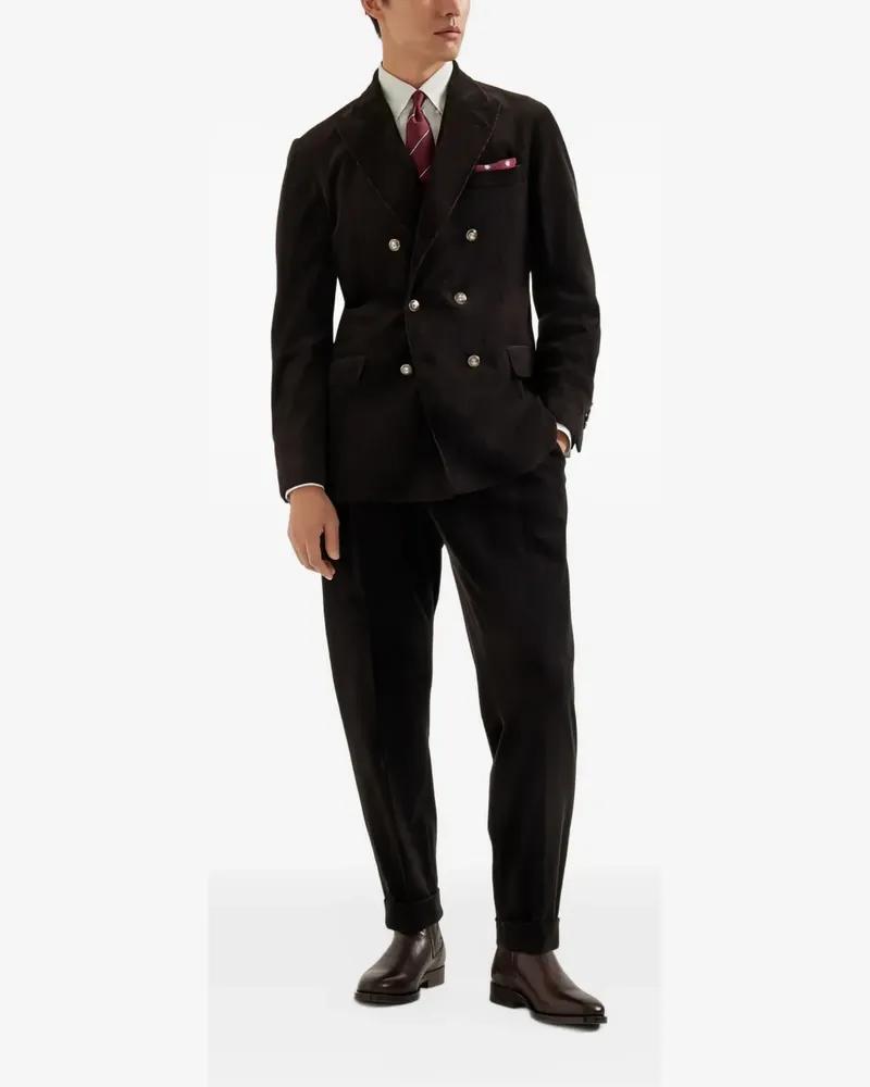 Brunello Cucinelli double-breasted corduroy suit - Schwarz Schwarz
