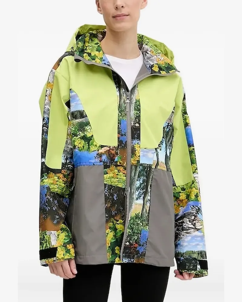 adidas Truenature Kapuzenjacke mit Landschafts-Print - Grün Grün