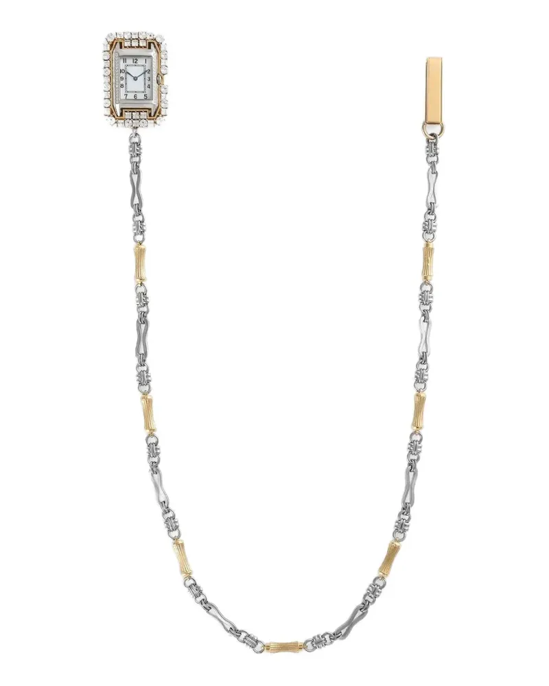Dolce & Gabbana Uhrenbrosche mit Strass - Silber Silber