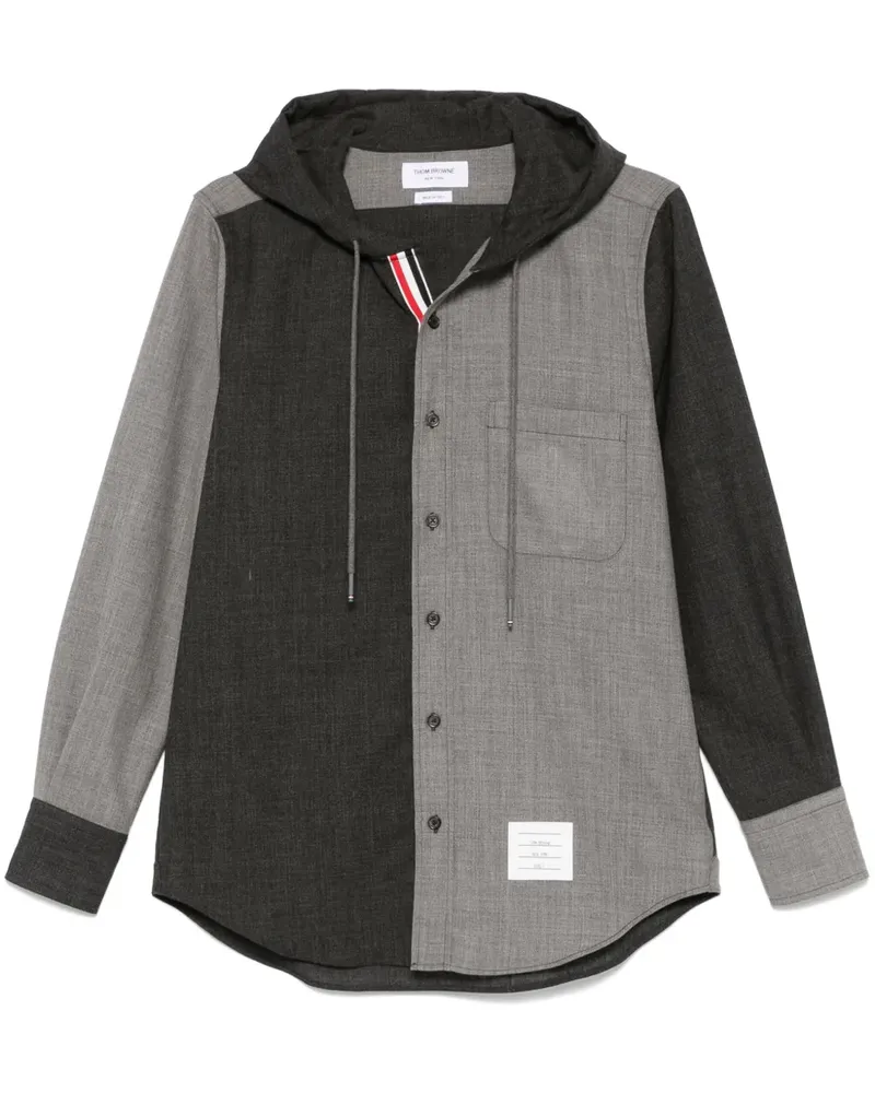 Thom Browne Kapuzenhemd mit RWB-Streifen - Grau Grau