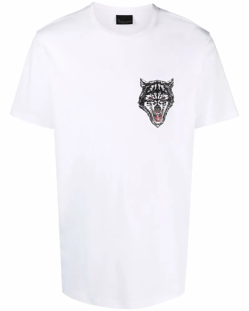 Billionaire T-Shirt mit Wolfsstickerei - Weiß Weiß