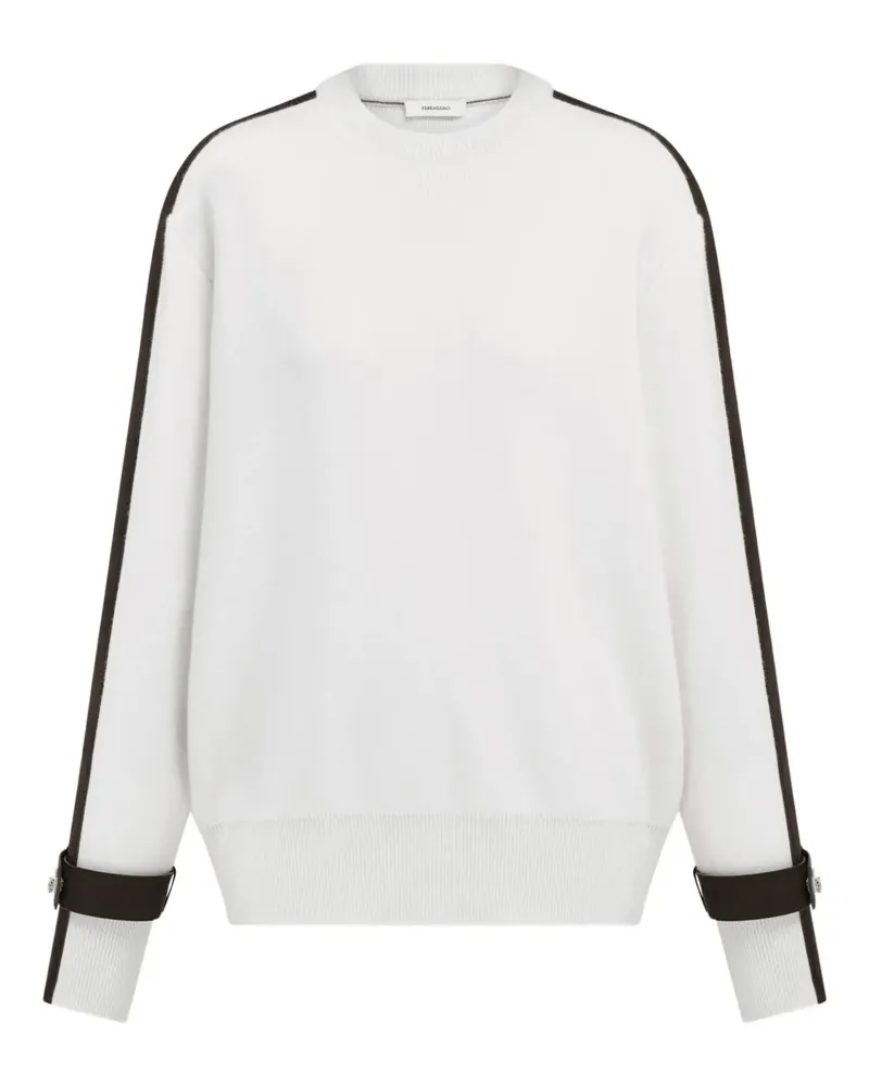 Ferragamo buckle-trim crew-neck sweater - Weiß Weiß