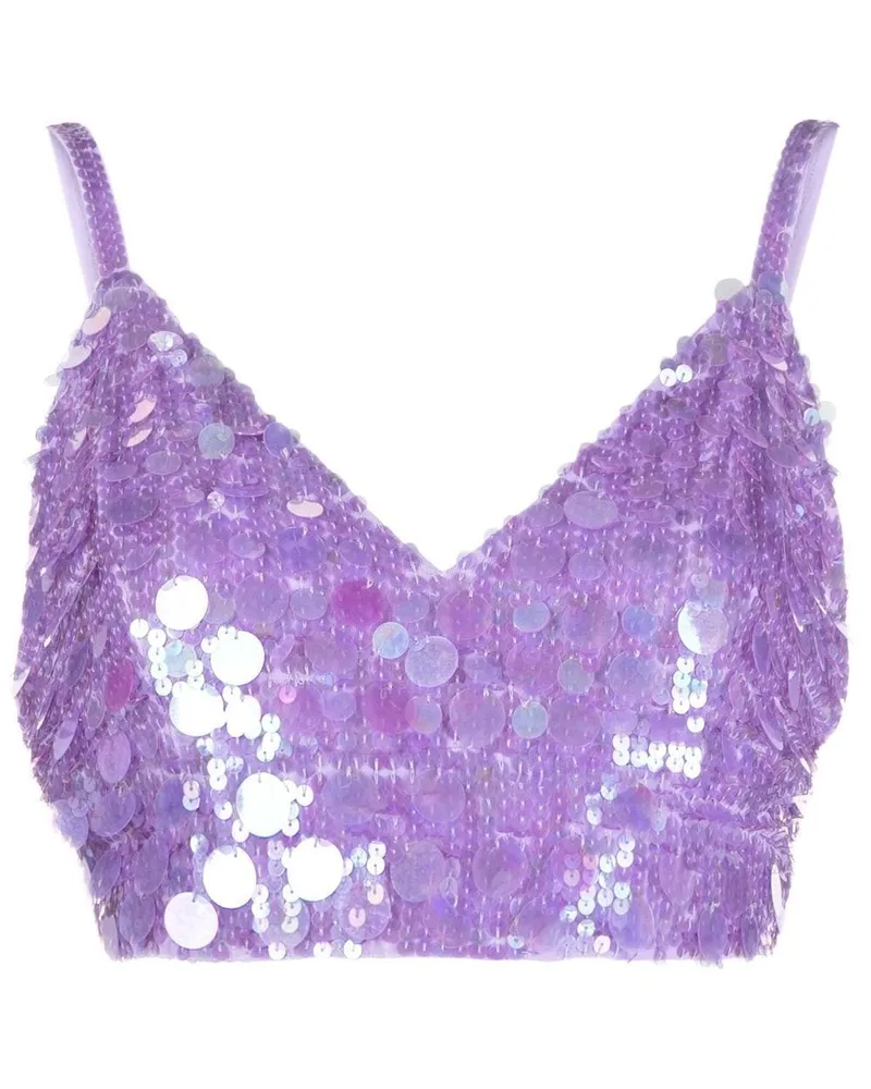 P.A.R.O.S.H. Paillettentop mit V-Ausschnitt - Violett Violett