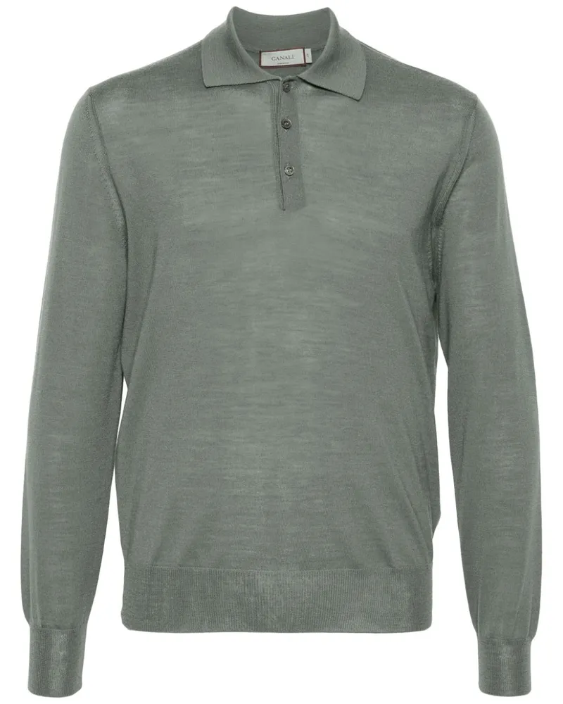 Canali Poloshirt aus Merinowolle - Grün Grün