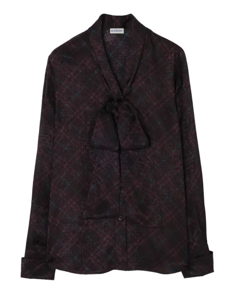 Burberry Karierte Bluse mit Seidenschal - Violett Violett
