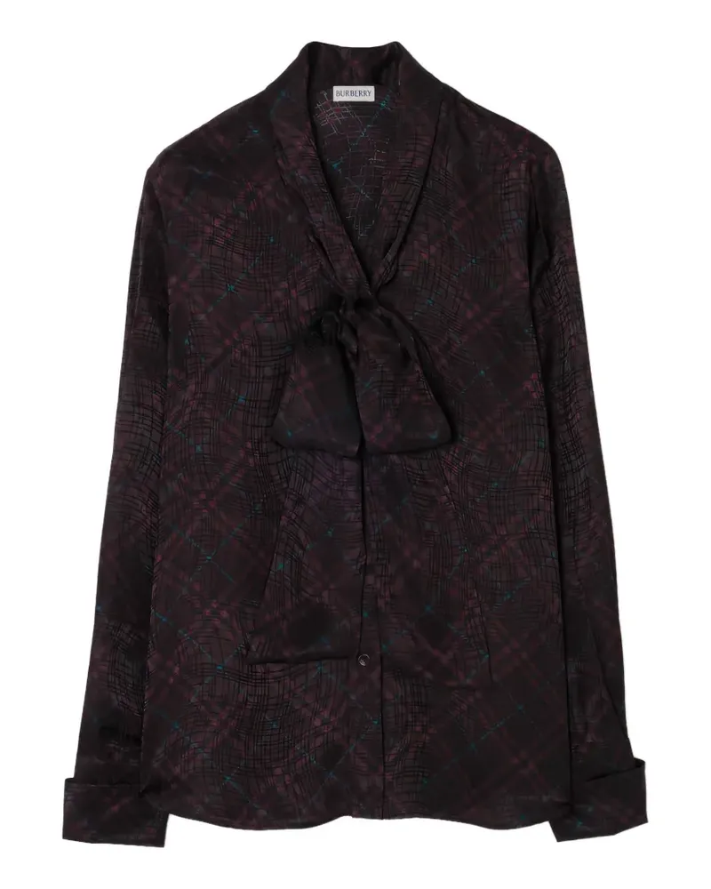 Burberry Karierte Bluse mit Seidenschal - Violett Violett