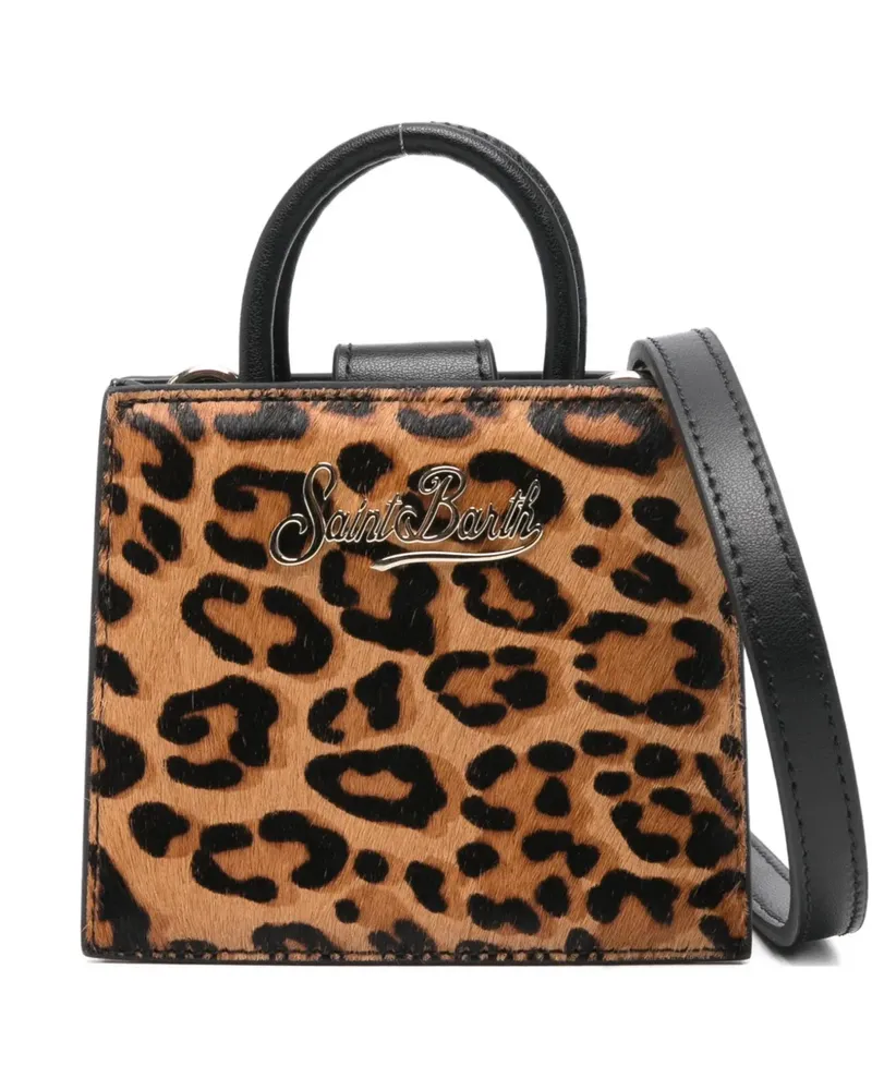 MC2 Saint Barth Mini Shop Tote Bag mit Leoparden-Print - Schwarz Schwarz
