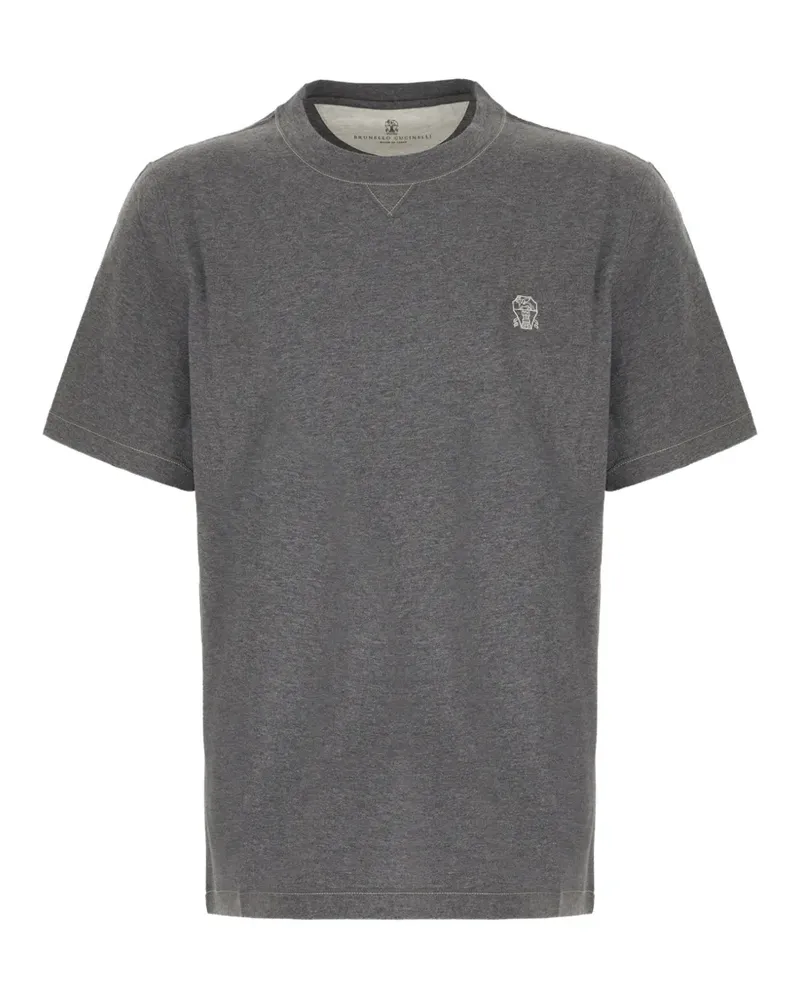 Brunello Cucinelli T-Shirt mit Stickerei - Grau Grau
