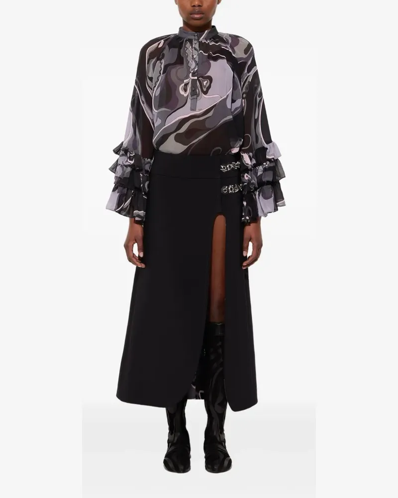 Emilio Pucci Midirock mit Schlitz-Print - Schwarz Schwarz