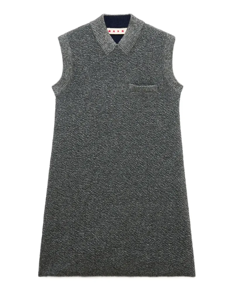 Marni gray wool mini dress with lurex detailing - Grau Grau