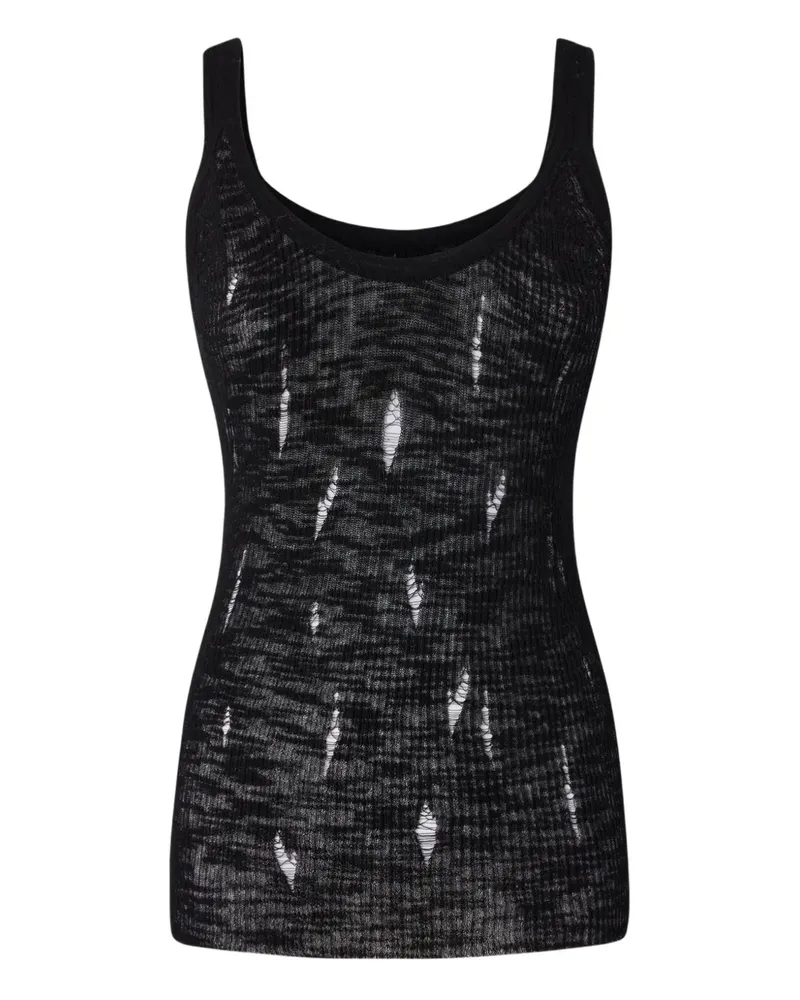 Pinko Semi-transparentes Tanktop mit U-Ausschnitt - Schwarz Schwarz