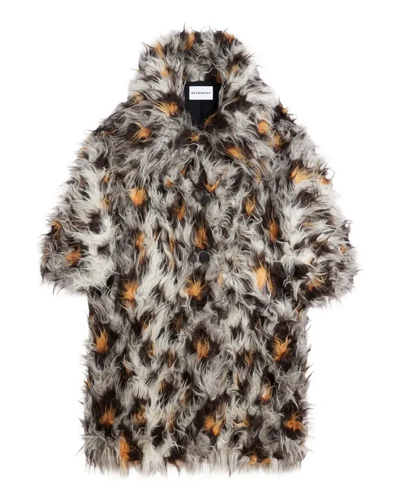 Givenchy Langer Mantel aus Alpakawolle mit Leopardenjacquard - Grau Grau