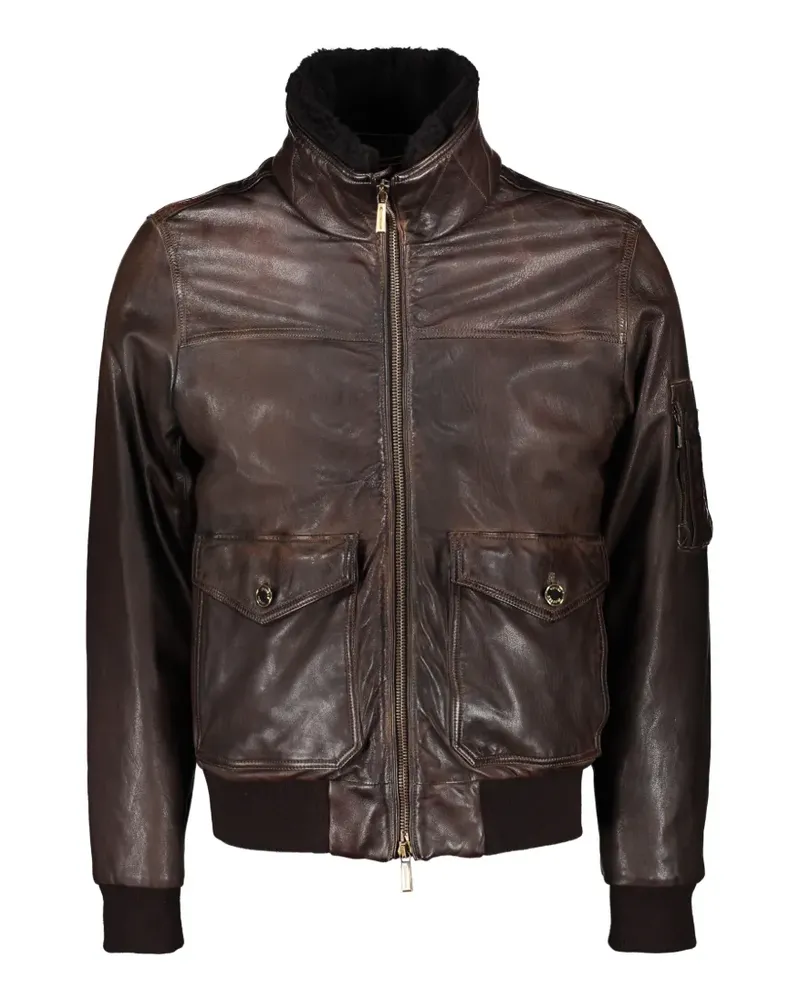 MOORER Bomberjacke mit Kragen aus Shearling - Braun Braun