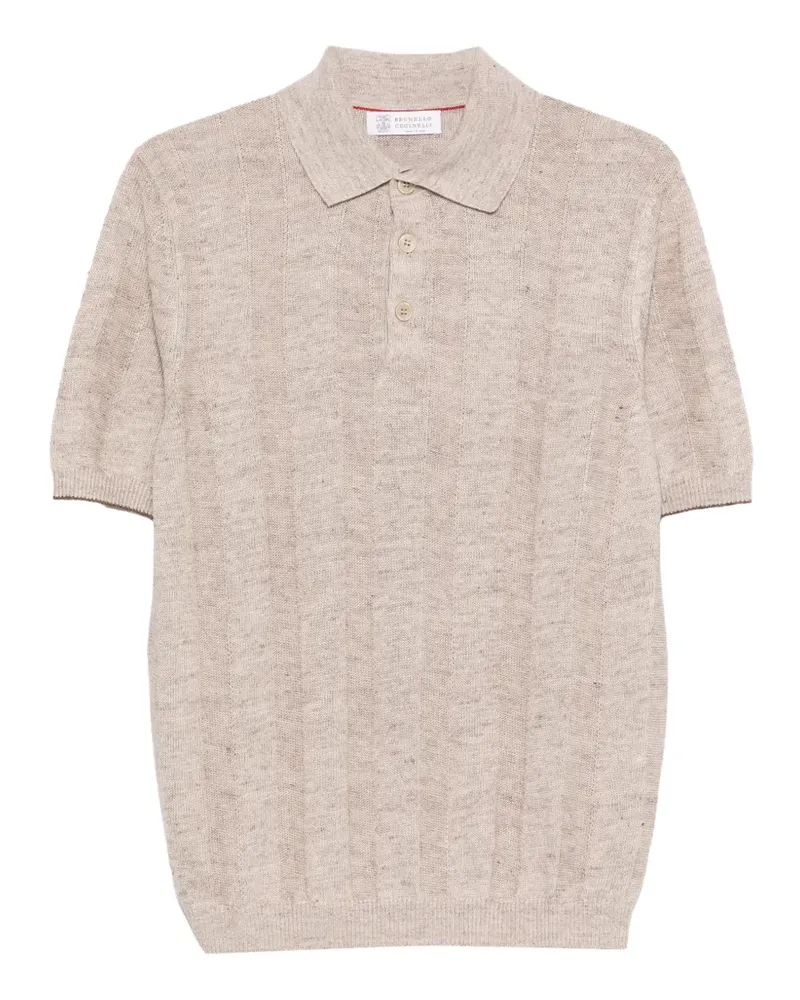 Brunello Cucinelli ribbed button polo shirt - Nude Nude